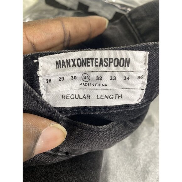 Man x One Teaspoon Mens Black Punk Mr Bones Super Skinny Jeans Size 31R - Picture 6 of 10